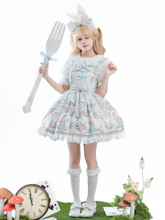 Sweet Wonderland Alice Light Theme Lolita in Jumper Skirt Blue Print
