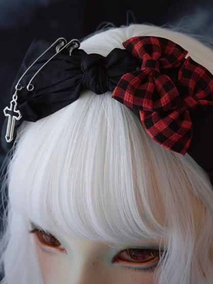 Cross Details Charm KC And Bowknot Pins With Black