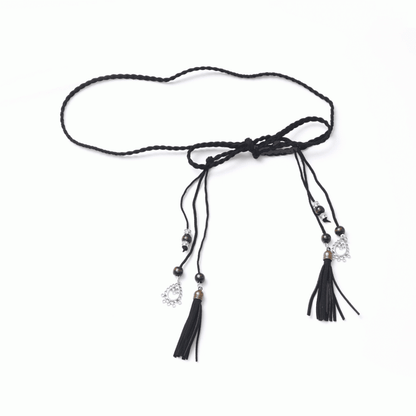 Charm Black Waist Style Belt Tassel Cheongsam