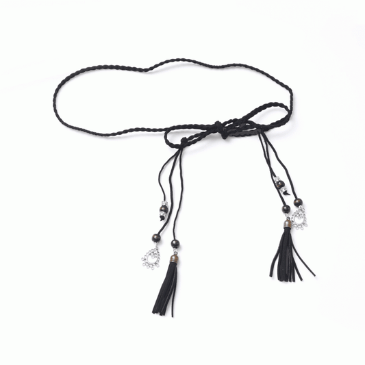 Charm Black Waist Style Belt Tassel Cheongsam