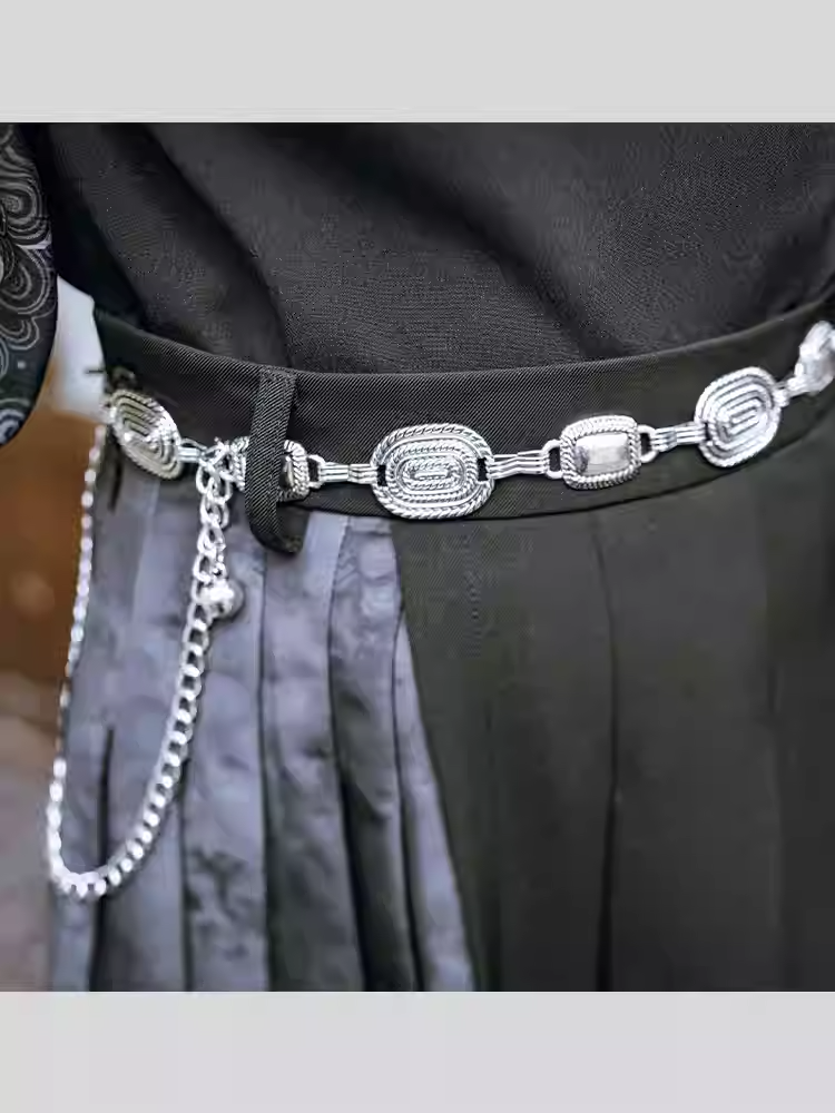 ヴィンテージシルバー 108CM チャイナドレス メンタルウエストチェーンスタイル