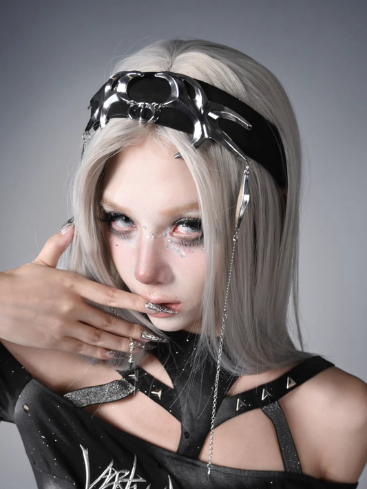 Y3K Futuristic Black Cyberpunk Metal Chain KC Fashion