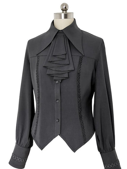Leg-of-mutton Lolita Jabot Shirt Gray Sleeves Ouji