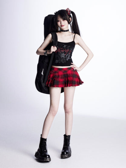 Red/Black Letter Print Vintage Cami Top Glamorous