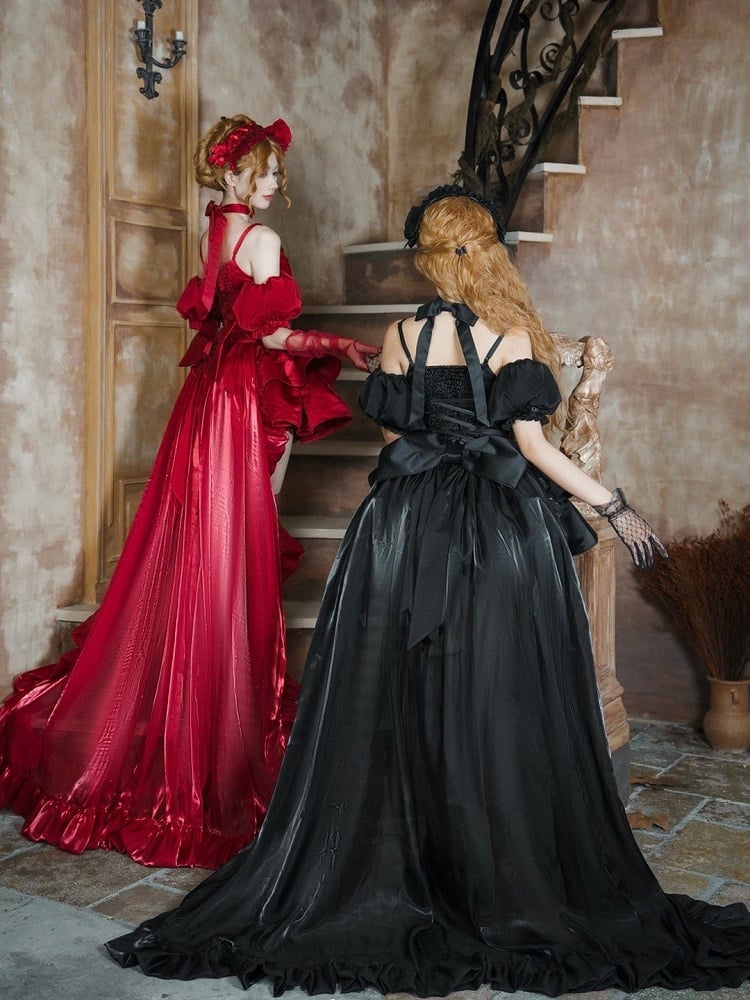 トリミングトレインフロア / レッドフラウンス丈ブラック