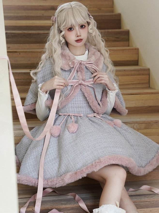 Tweed Fur Dress Fur + Sweet Cape
