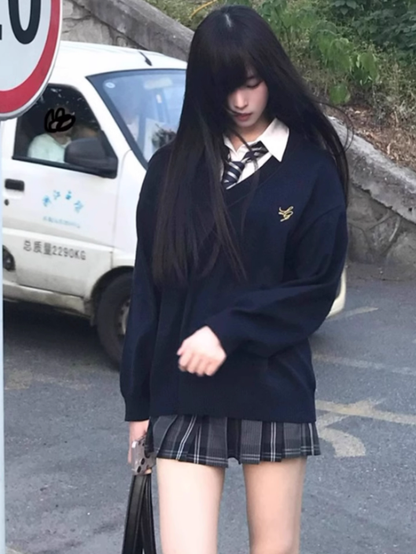 Rock 39CM Muster Plaid Uniform Schwarz JK Plissee