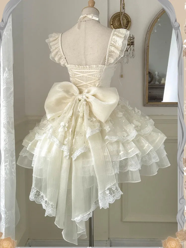 Beige Details 92CM Princess Clearance-Size Jumper Lace-up Dress for Full Skirt Set Sequins Bust XL Butterfly