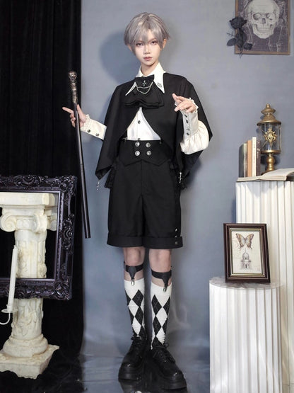 Fashion Shorts Foldover with Black Straps Shoulder Ouji Waist
