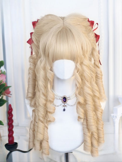 Length Bangs Curly With Wig Full Roman Blonde 50-55CM