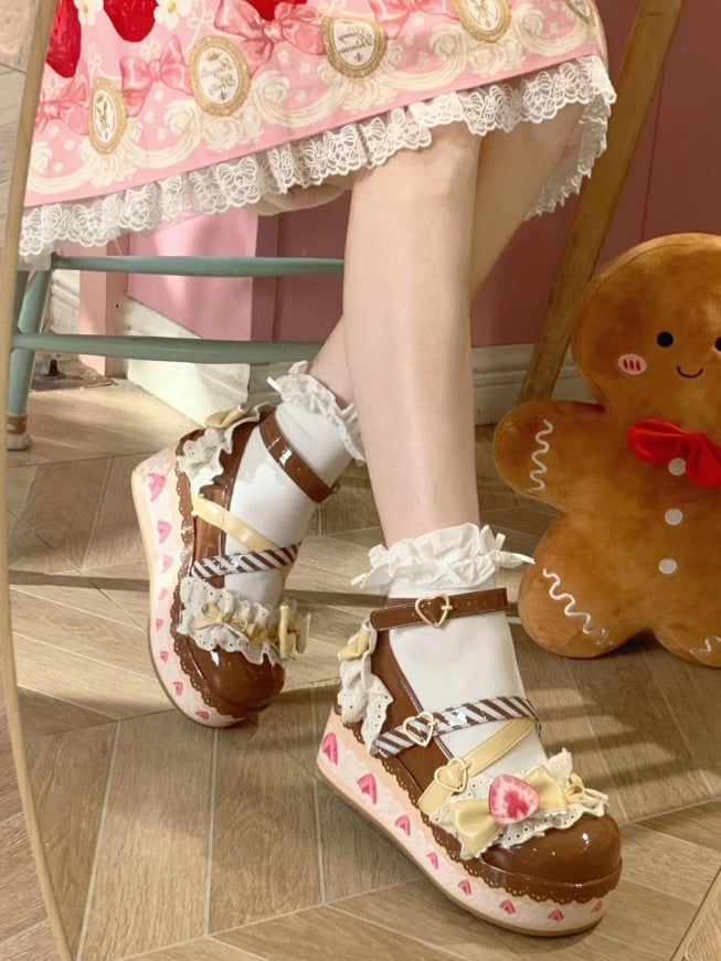 Shoes Sweet Brown Mary Cake Strawberry Lolita Chocolate Platform Jane
