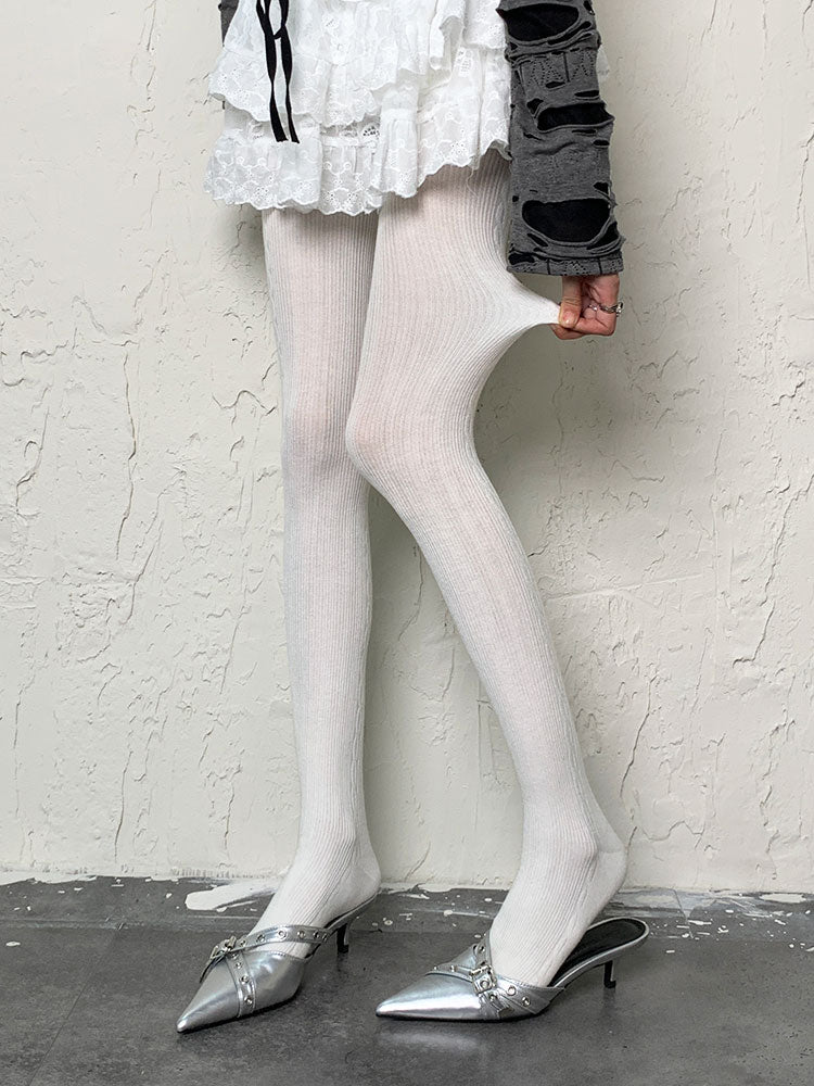 White Gothic Y2K Tights