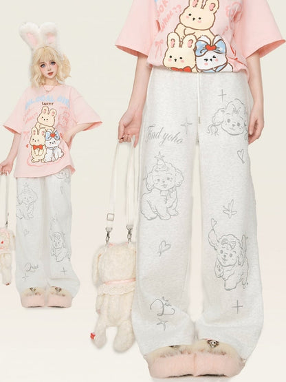 Grey Puppies Straight-leg Cut Casual Sweat Pants