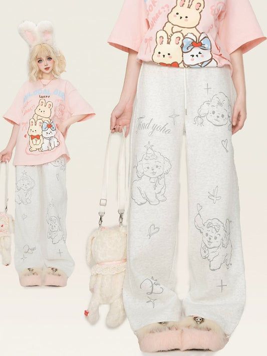 Pantalon de survêtement décontracté coupe droite Grey Puppies