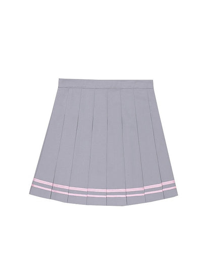 Grey High Waist Pleated Skirt