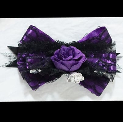 Crown Decorated Trim Design Hairclip Floral Lace Bowknot Purple/Red