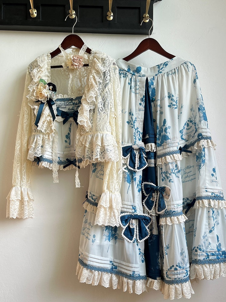 Cardigan Beige Sleeves Long Lace