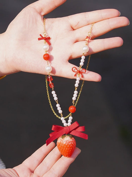 Necklace Pendant Cottagecore Strawberry