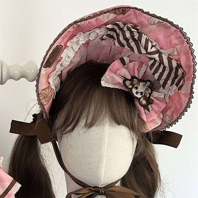 Bonnet vert / rose / jaune