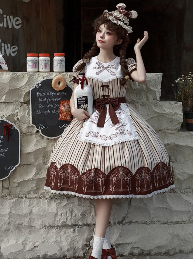 leg brown ribbon tea Afternoon apron warmers dress