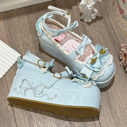 Blue Platforms Sweet Details Decorated Spoon Lolita Bowknot