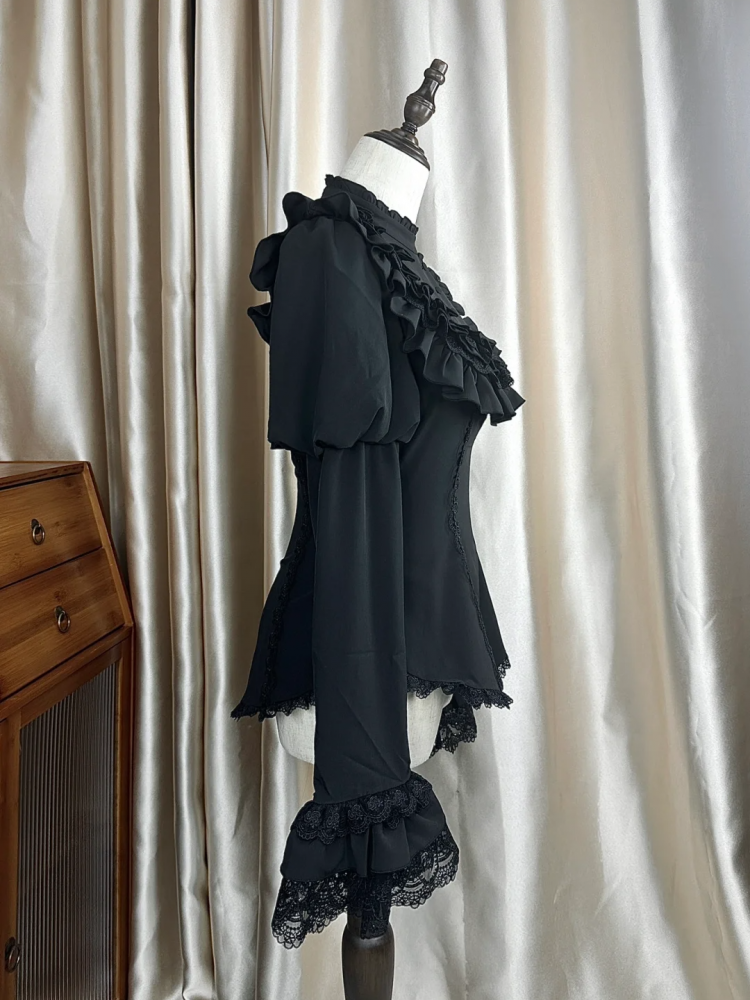 Black Dark Gothic Lolita Juliette Sleeves Top