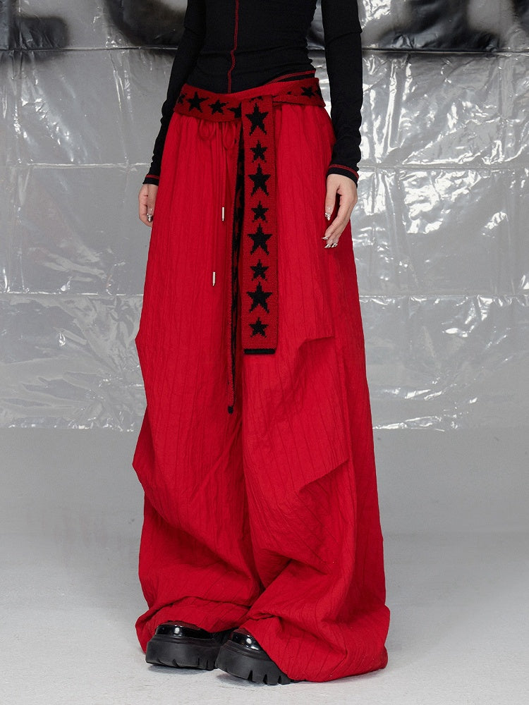 Red Wide-leg Cut Pants
