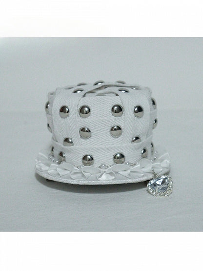 Lolita with Rhinestone Hat Charm White Gothic Mini