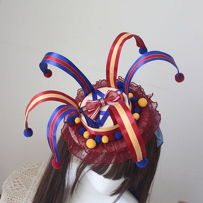Blauer und roter Zirkus-Süßer Lolita-Clown-Minihut