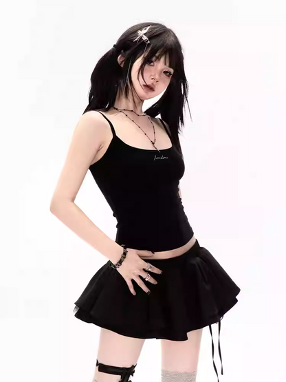Black Scoop Bittersweet Cami Top Neckline Angel Wings Back