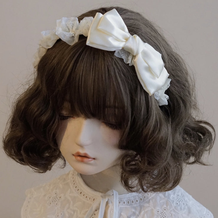 KC Ruffles Decorated Bowknot Trim White