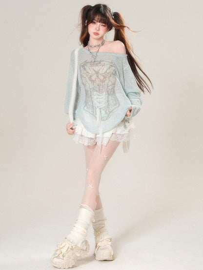 Glamorous Long Lace-up Sleeves Top Detail Sun Green/Beige Protection