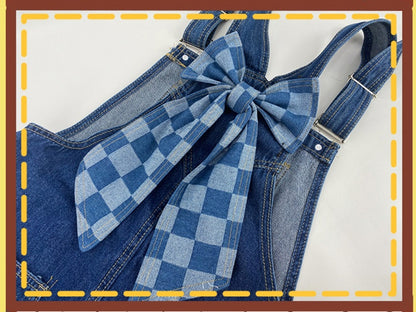 Inspired Blue Bowknot at Back Overall Jeans