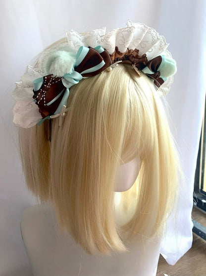 Bowknot KC Mint Sweet Chocolate Cat Maid Ear Cute