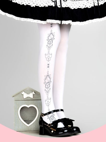 Collants Lolita blancs imprimés