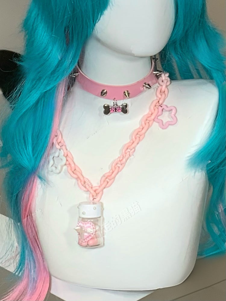 Blue Yami Kawaii Bottle and Star Pendant Necklace