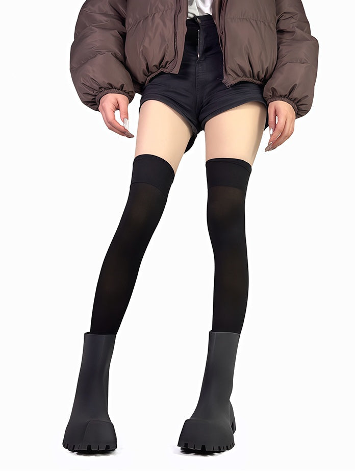 White/Black Print Overknee Stockings