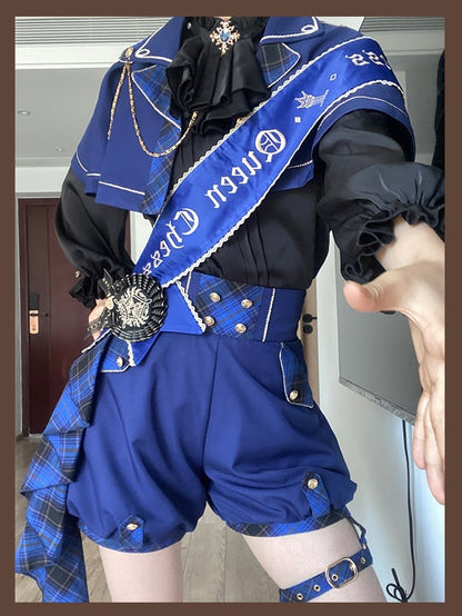 Dark Blue Ravenclaw Ouji Lolita Set Cape + High Waist Shorts
