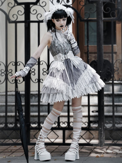 / Gray Black Gloves