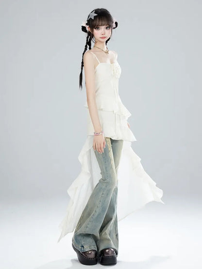 Skirt Apricot Dress Holiday Summer High-low