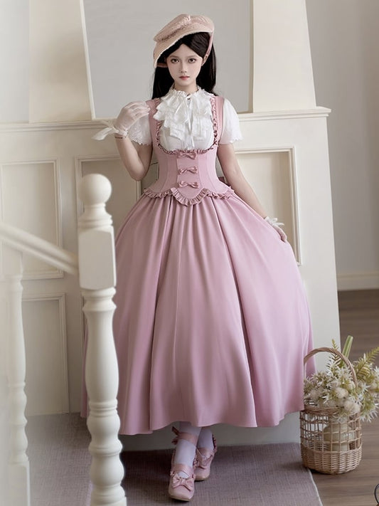 Bust Dress Edge Pink Under Scalloped Jumper Skirt Ruffle Lolita Trimming Classic Elegant