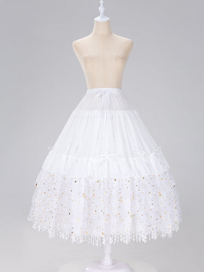 Length Fish-bone Glittering Stars Gorgeous White/Beige/Black Adjustable Petticoat