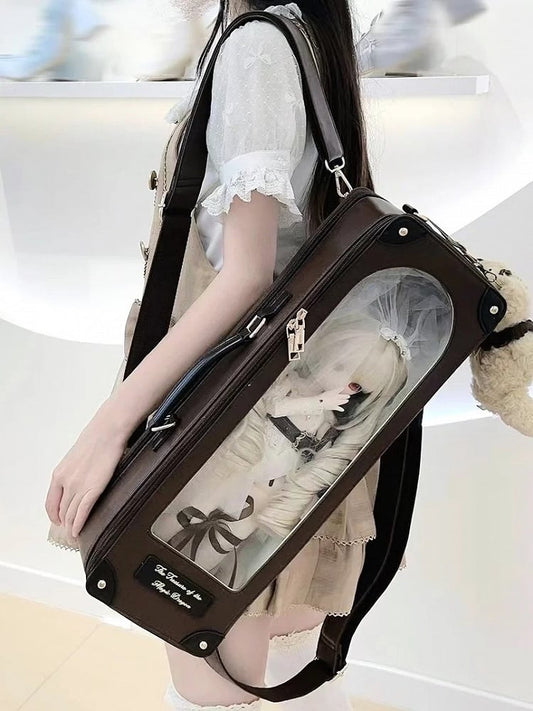 Pattern BJD Bag with 1/4 Doll Diamond Scale Straps Two Brown