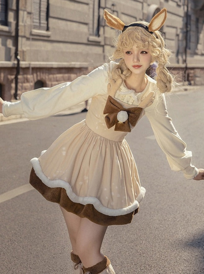 Leg Suspender + Skirt Cape Brown Fur Warmers Fur