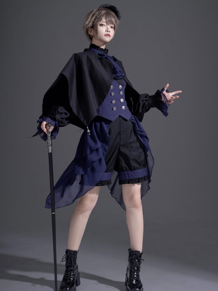 Ouji Fashion Dark Blue Waistcoat Black Butler Ciel Phantomhive Vibes