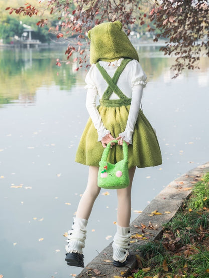 Bonnet amovible en polaire verte Little Frog