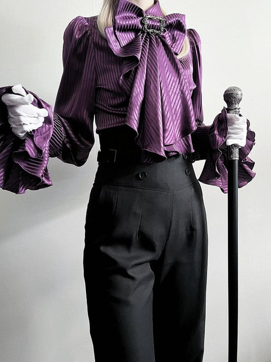 Lolita with Shirt Sleeves Bowtie Jabot Purple Ouji Long