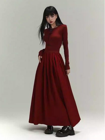 Robe moulante dos nu/dos couvert style gothique rouge vin