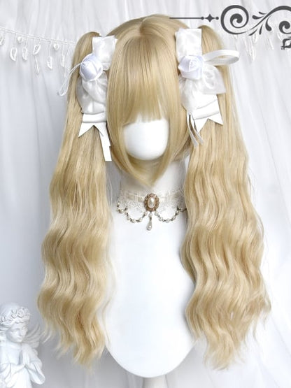 Two Bangs Claw Wigs Clips With Wavy Blonde + Ponytails Shirt