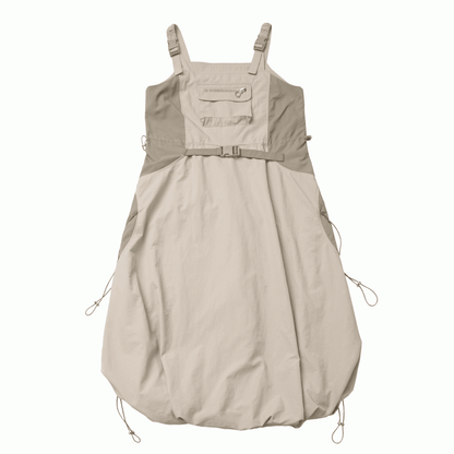 and Techwear Overall Bubble Skirt Details Khaki Snap Drawstring